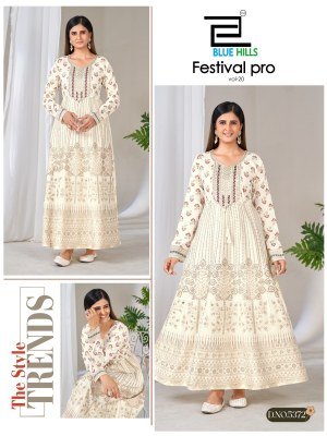 Blue Hills Festival Pro Vol. 20 Rayon Anarkali Gown with Belt fancy Anarkali suit catalogs
