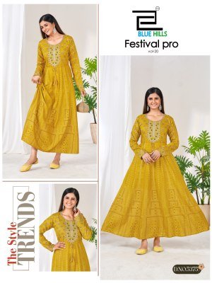 Blue Hills Festival Pro Vol. 20 Rayon 14KG Anarkali Gown Kurti  fancy Anarkali suit catalogs