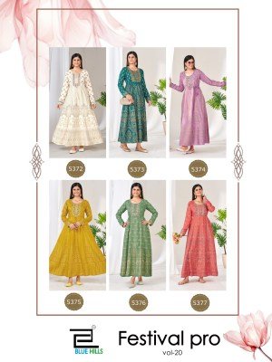 Blue Hills Festival Pro Vol. 20 Rayon Anarkali Gown with Belt fancy Anarkali suit catalogs