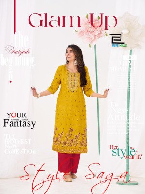 Blue Hills Glam up Rayon 14KG Kurti with Plazo Set  kurtis catalogs