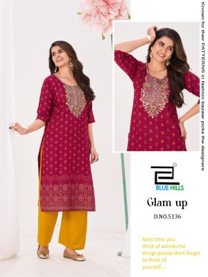 Blue Hills Glam up Rayon 14KG Kurti with Plazo Set  kurtis catalogs