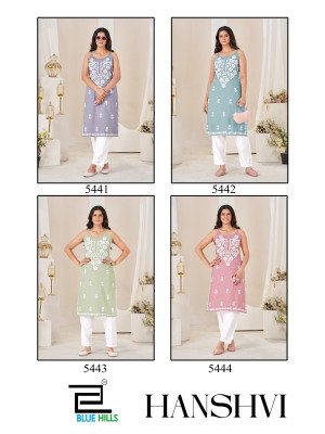 Blue Hills HANSVI 14 Kg Rayon Kurti Pant Set  kurtis catalogs