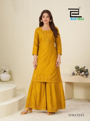 Blue Hills Heenaz Vol-5 Rayon Kurti with Rayon Sharara kurtis catalogs