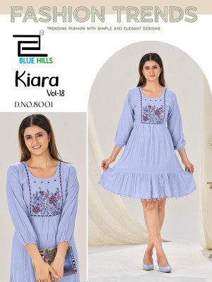 Blue Hills Kiara vol 18 Rayon Embroidery work Short Top Collection  