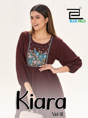 Blue Hills Kiara vol 18 Rayon Embroidery work Short Top Collection  western wear catalogs