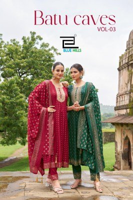 Blue Hills Kurti Batu Caves Vol 3 Rayon Kurti with Heavy Chanderi Printed Dupatta  Dori  Sequin Embroidery Wholesale kurtis catalogs