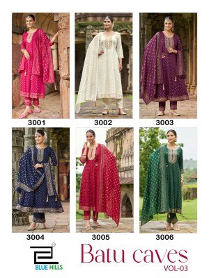 Blue Hills Kurti Batu Caves Vol 3 Rayon Kurti with Heavy Chanderi Printed Dupatta  Dori  Sequin Embroidery Wholesale kurtis catalogs