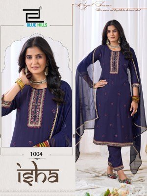 Blue Hills Kurti Isha Lace Work Dupatta  Nazmin with Multi Colour Dori And Sequin Embroidery Wholesale kurtis catalogs