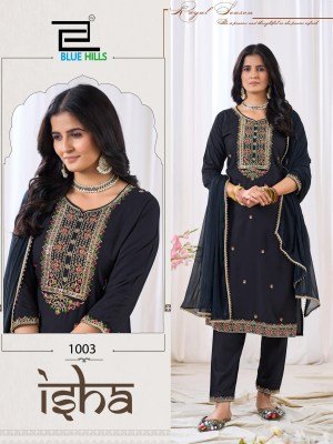 Blue Hills Kurti Isha Lace Work Dupatta  Nazmin with Multi Colour Dori And Sequin Embroidery Wholesale kurtis catalogs