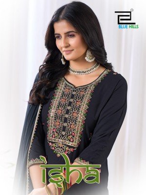 Blue Hills Kurti Isha Lace Work Dupatta  Nazmin with Multi Colour Dori And Sequin Embroidery Wholesale kurtis catalogs