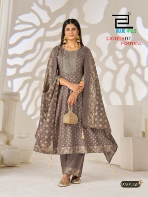 Blue Hills Light of Festival Rayon 14 KG Foil Embroidered Kurti Pant with Chanderi Dupatta Set kurti pant with dupatta Catalogs