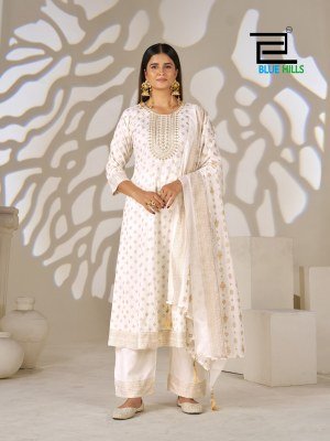 Blue Hills Light of Festival Rayon 14 KG Foil Embroidered Kurti Pant with Chanderi Dupatta Set kurti pant with dupatta Catalogs