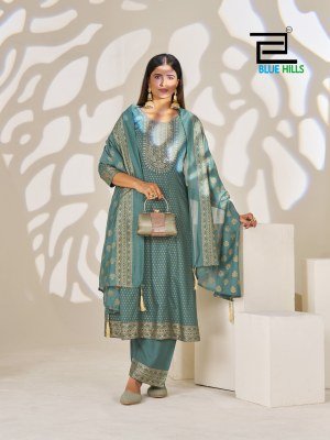 Blue Hills Light of Festival Rayon 14 KG Foil Embroidered Kurti Pant with Chanderi Dupatta Set kurti pant with dupatta Catalogs