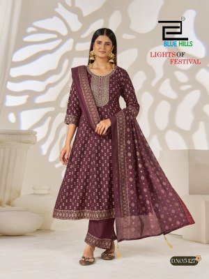 Blue Hills Light of Festival Rayon 14 KG Foil Embroidered Kurti Pant with Chanderi Dupatta Set kurti pant with dupatta Catalogs