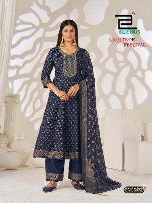 Blue Hills Light of Festival Rayon 14 KG Foil Embroidered Kurti Pant with Chanderi Dupatta Set kurti pant with dupatta Catalogs
