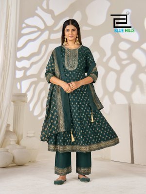 Blue Hills Light of Festival Rayon 14 KG Foil Embroidered Kurti Pant with Chanderi Dupatta Set kurti pant with dupatta Catalogs
