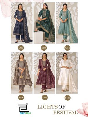 Blue Hills Light of Festival Rayon 14 KG Foil Embroidered Kurti Pant with Chanderi Dupatta Set kurti pant with dupatta Catalogs