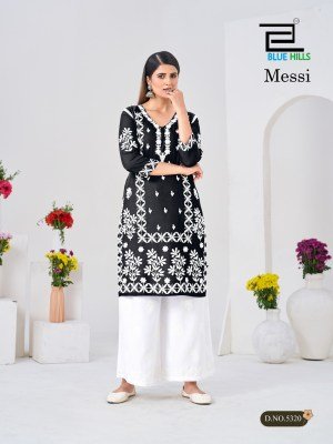 Blue Hills Messi Rayon Embroidered Kurti Palazzo Set kurtis catalogs