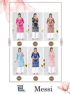 Blue Hills Messi Rayon Embroidered Kurti Palazzo Set kurtis catalogs