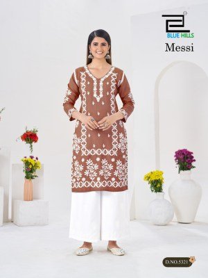 Blue Hills Messi Rayon Embroidered Kurti Palazzo Set kurtis catalogs