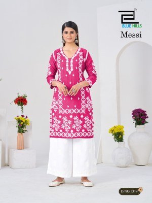 Blue Hills Messi Rayon Embroidered Kurti Palazzo Set kurtis catalogs