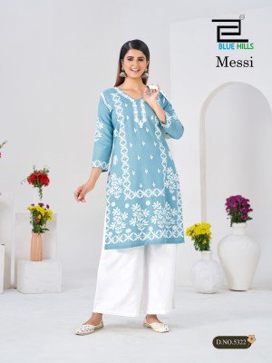 Blue Hills Messi Rayon Embroidered Kurti Palazzo Set kurtis catalogs
