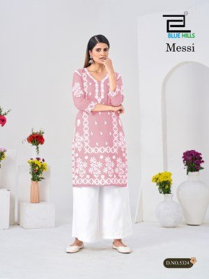 Blue Hills Messi Rayon Embroidered Kurti Palazzo Set kurtis catalogs