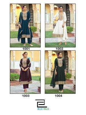 Blue Hills Mumtaz Festive Anarkali Heavy Rayon Dobby  Inner Crape Top Pant Naznin Dupatta  Jari And Sequence Work Wholesale kurtis catalogs