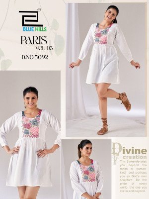 Blue Hills Paris Vol 3 Rayon Embroidered Top Concept kurtis catalogs
