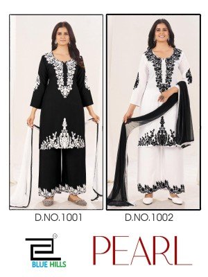 Blue Hills Pearl Collection Rayon Kurti And Plazzo with Elegant Thread Work and Stylish Dupatta Wholesale  kurtis catalogs