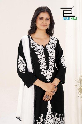 Blue Hills Pearl Collection Rayon Kurti And Plazzo with Elegant Thread Work and Stylish Dupatta Wholesale  kurtis catalogs