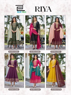 Blue Hills Riya Rayon Foil Print Anarkali Gown with Chanderi Dupatta fancy Anarkali suit catalogs