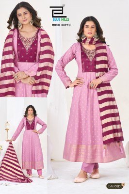 Blue Hills Royal Queen Rayon Foil Embroidered Kurti Pant with Chanderi Dupatta readymade suit catalogs