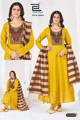 Blue Hills Royal Queen Rayon Foil Embroidered Kurti Pant with Chanderi Dupatta readymade suit catalogs