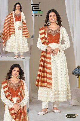 Blue Hills Royal Queen Rayon Foil Embroidered Kurti Pant with Chanderi Dupatta readymade suit catalogs