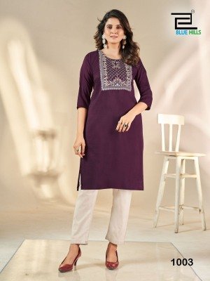Blue Hills Sonia Designer Kurti  Soft Silk  Zari And Thread Embroidery  Inner Crepe Wholesale kurtis catalogs