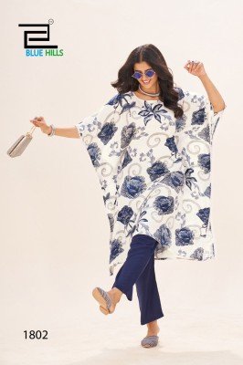 Blue Hills Stare Vol 18 Luxe Rayon Kaftan  Mil Print with Elegant Lace And Adjustable Dori Wholesale kurtis catalogs