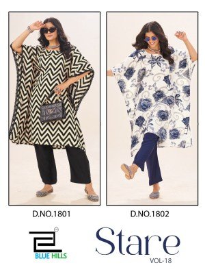 Blue Hills Stare Vol 18 Luxe Rayon Kaftan  Mil Print with Elegant Lace And Adjustable Dori Wholesale kurtis catalogs