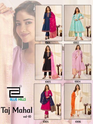 Blue Hills Taj Mahal VOL 10 offers 3 PCS suit sets in Roman Silk with Jacquard dupatta Wholesale readymade suits with exclusive designs superior quali readymade suit catalogs