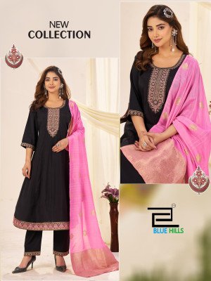 Blue Hills Taj Mahal VOL 10 offers 3 PCS suit sets in Roman Silk with Jacquard dupatta Wholesale readymade suits with exclusive designs superior quali readymade suit catalogs