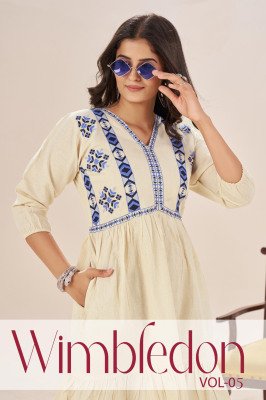 Blue Hills Wimbledon 5 Cotton Flex Embroidered Kurti with Pocket Bulk Ethnic Wholesale kurtis catalogs