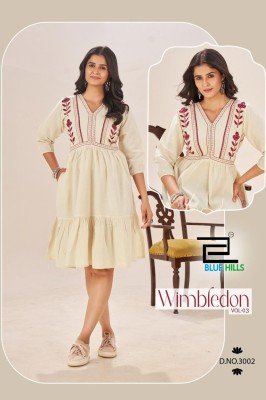 Blue Hills Wimbledon Vol 3 Cotton Flex Ready Made Dress with Single Pocket And Cotton Embroidery Natural Fabric Wholesale kurtis catalogs