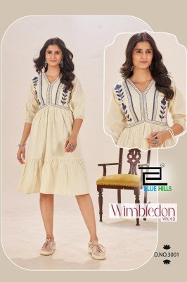 Blue Hills Wimbledon Vol 3 Cotton Flex Ready Made Dress with Single Pocket And Cotton Embroidery Natural Fabric Wholesale kurtis catalogs