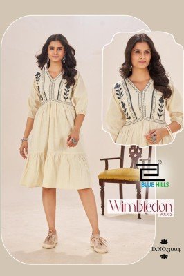 Blue Hills Wimbledon Vol 3 Cotton Flex Ready Made Dress with Single Pocket And Cotton Embroidery Natural Fabric Wholesale kurtis catalogs