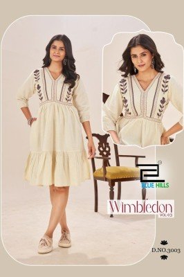 Blue Hills Wimbledon Vol 3 Cotton Flex Ready Made Dress with Single Pocket And Cotton Embroidery Natural Fabric Wholesale kurtis catalogs