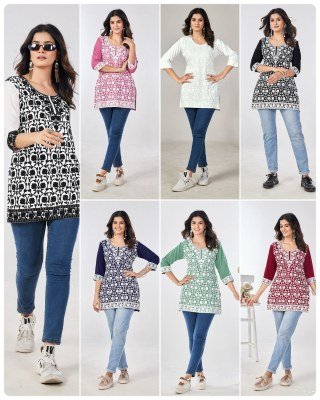 Blue Hills Womens Chikankari Embroidered Short Kurti Heavy Rayon Designer Festive Wear Wholesale kurtis catalogs