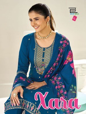 Blue Hills Xara 3-Piece Rayon Kurti Set with Maslin Digital Print Dupatta 