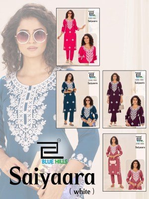Blue Hills Saiyaara Rayon Readymade Catalogue Pcs Wholesale Rate kurtis catalogs