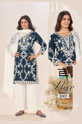 Blue Hills Heer Vol 3 Reyon Embroidery Work Readymade Catalogue Wholesale Rate  kurti pant with dupatta Catalogs