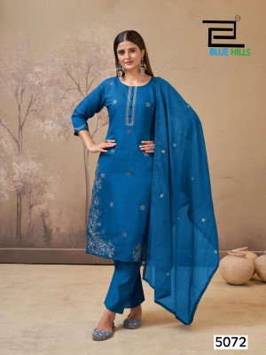 Blue Hills Hiba Roman Silk Heavy Enbroidery Chanderi Catalogue Wholesale Rate  readymade suit catalogs